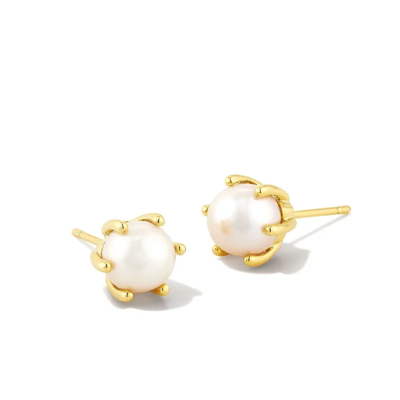 Elegant Long Earrings-Kendra Scott | Ashton Gold Pearl Stud Earrings