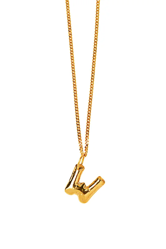 Classic Gold Chain Necklace-Letter W Gold Plated Necklace