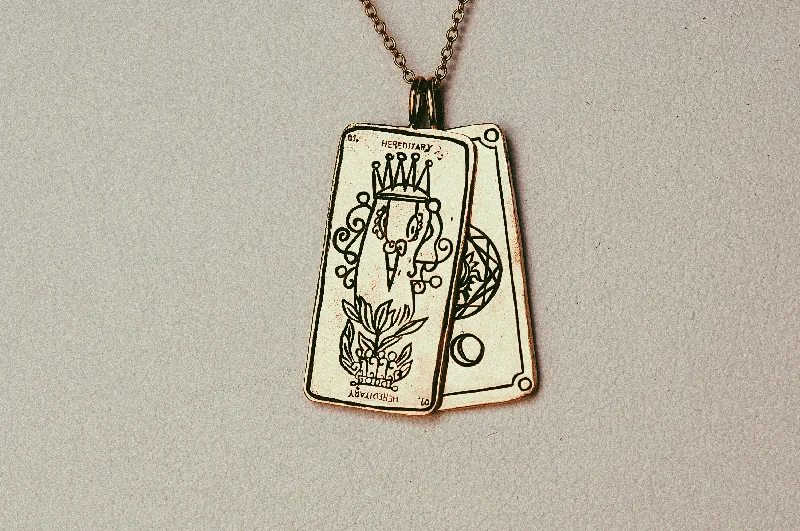 Gold Necklace with Diamonds-Hereditary Tarot Card Necklace