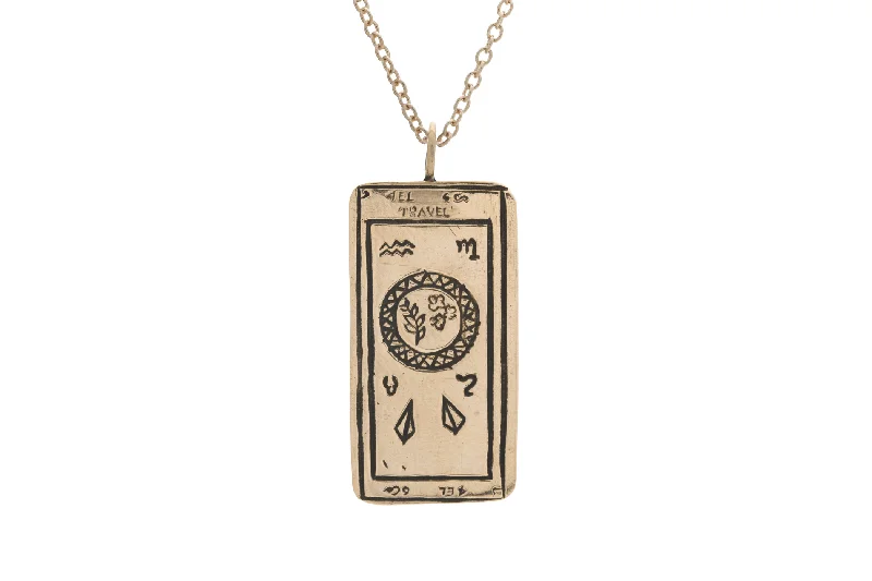 Simple Silver Pendant Necklace-Travel Tarot Card Necklace