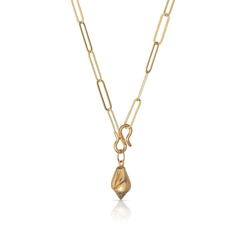 Elegant Crystal Pendant Necklace-Columbell chain 18K Gold Plated Necklace