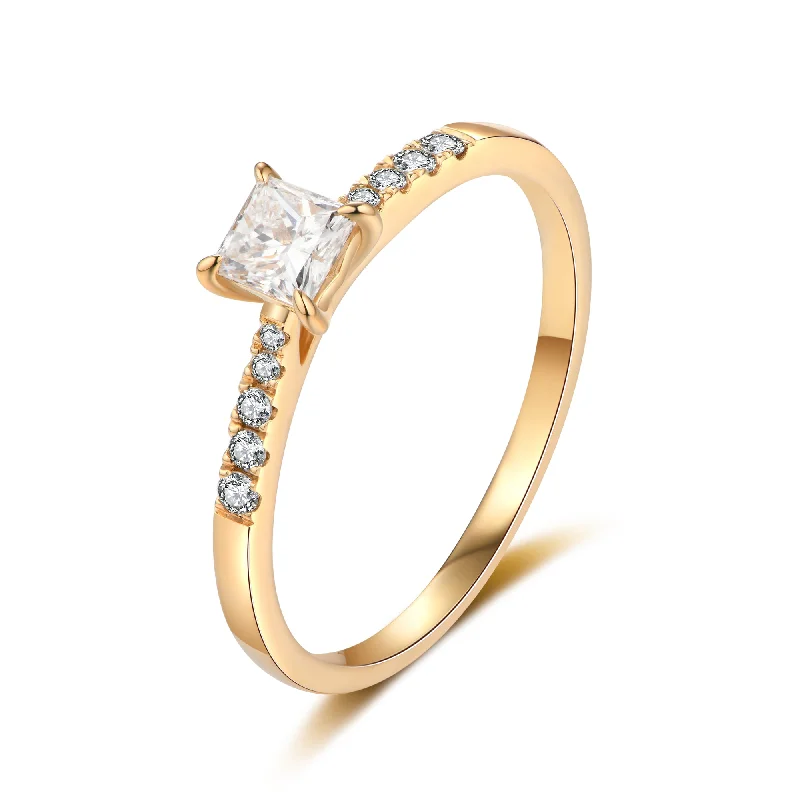 Dainty Gold Ring-GIA Certified Princess Diamond Ring