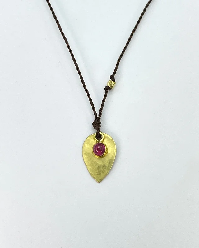 Elegant Wedding Necklace-Margaret Solow Necklace with Ruby & Gold Charm