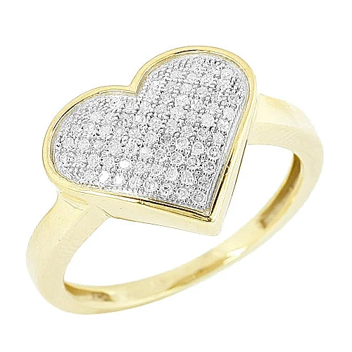 Wedding Rings for Couples-Yellow Silver 0.25CTW FANCY HEART RING