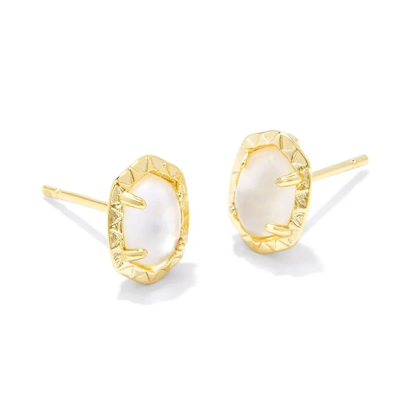 Silver Stud Earrings-Kendra Scott | Daphne Gold Stud Earrings in Ivory Mother of Pearl