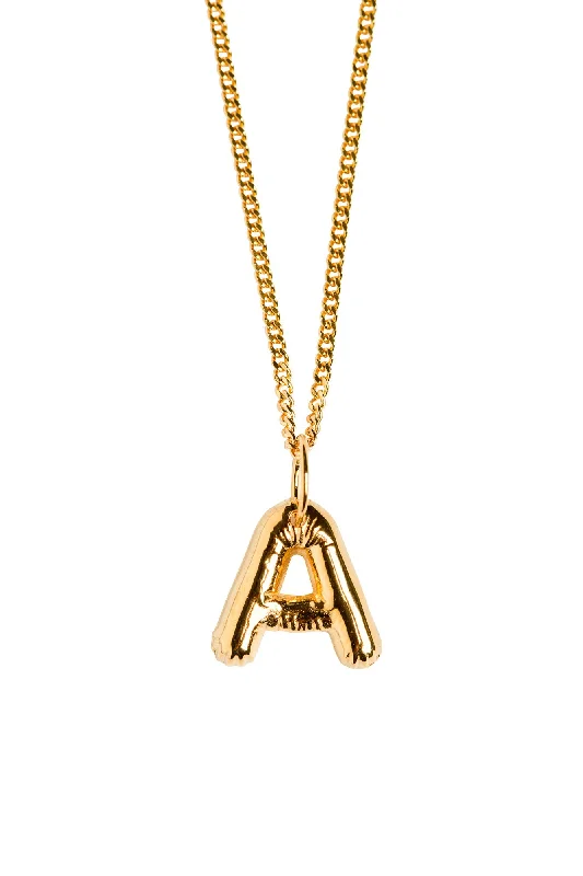 Personalized Gold Pendant Necklace-Letter A Gold Plated Necklace