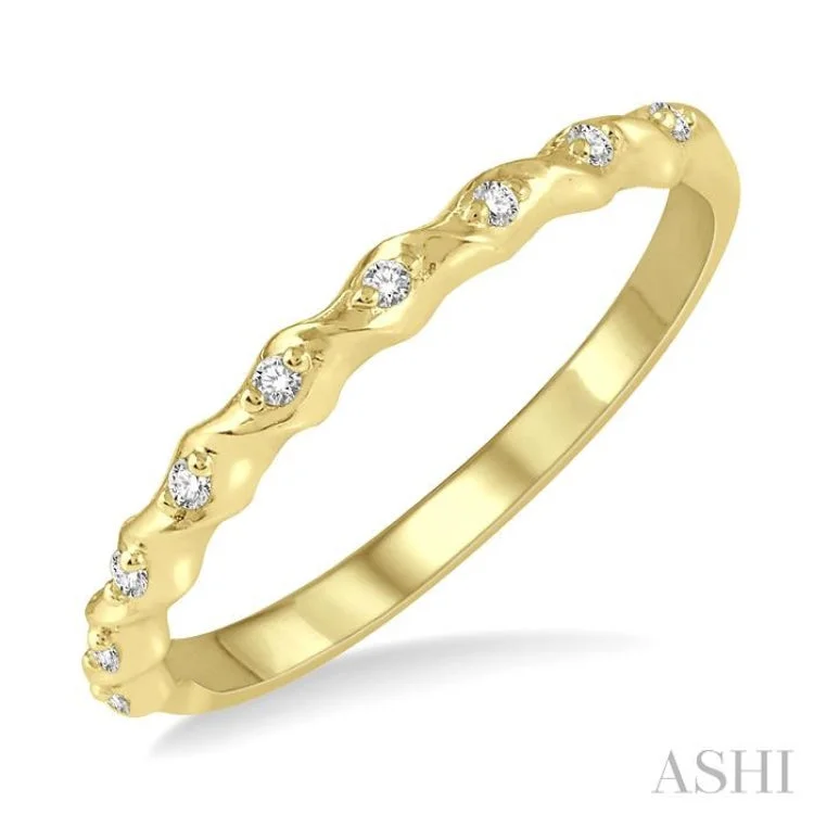 Large Engagement Ring-1/20 ctw Spiral Shank Round Cut Diamond Stackable Band in 14K Yellow Gold