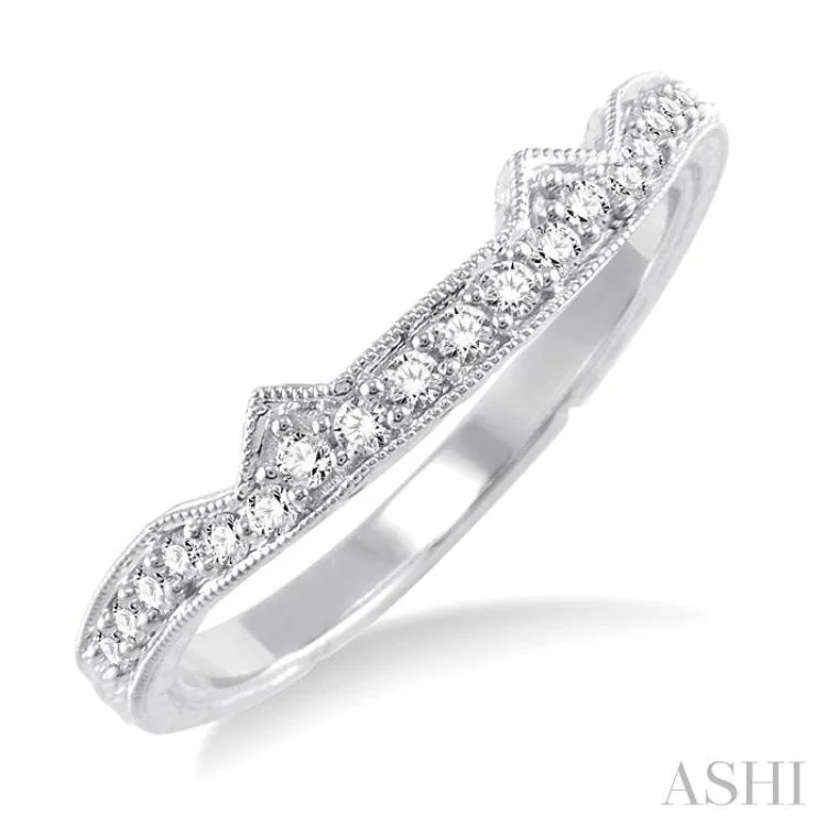 Custom Diamond Ring for Bride-1/5 ctw Diamond Matching Wedding Band in 14K White Gold