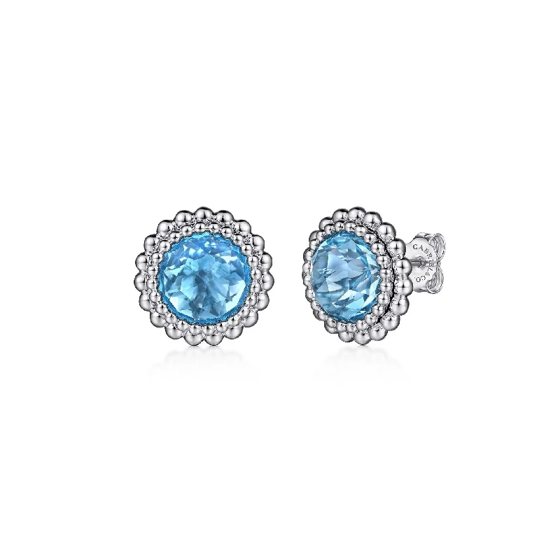 Unique Earrings for Bridesmaids-SS Swiss Blue Topaz Earrings