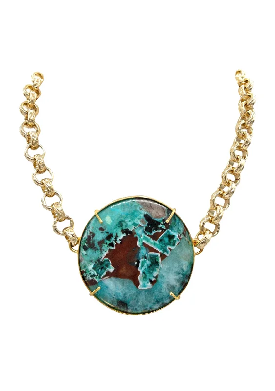 Diamond and Gold Necklace-Green Quartz Pendant Statement Necklace