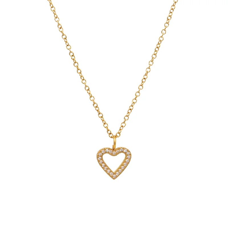 Stunning Crystal Necklace-Dainty Gold Silhouette Heart Necklace