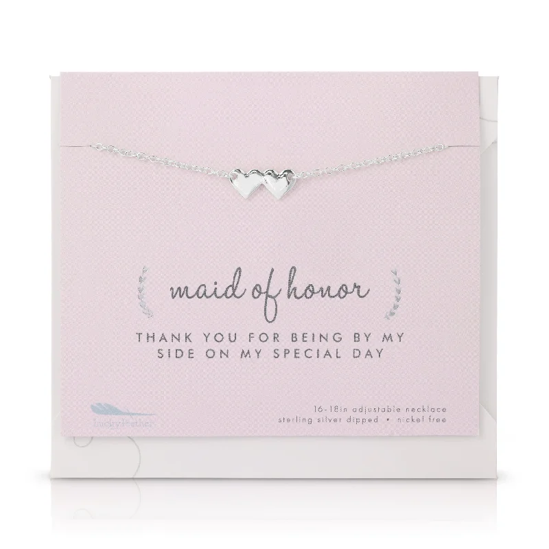 Silver Necklace with Crystal-Best Day Ever Necklace - Maid of Honor