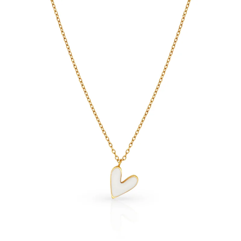 Trendy Gold Necklace-White Young at Heart Gold Necklace