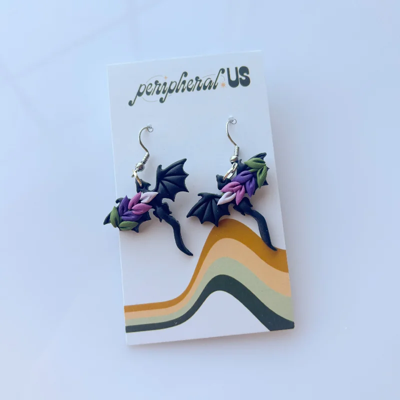 Sparkling Drop Earrings-LAVENDER MINI DRAGON EARRINGS