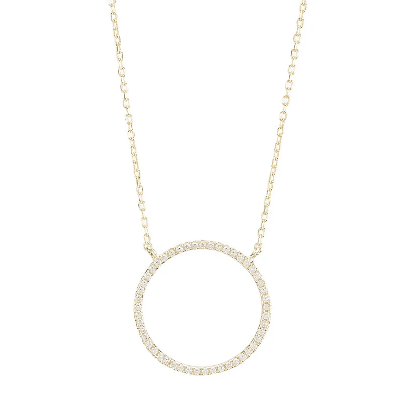 Bridal Pendant Necklace-Open Circle Pavé CZ Necklace