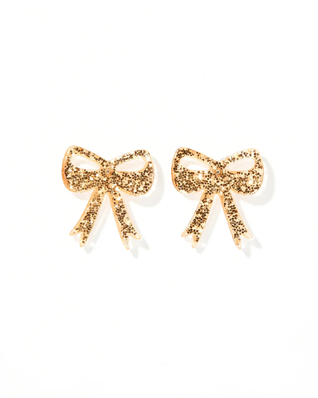 Pearl Earrings for Bride-Linny Co | Sophia Bow Stud Earrings in Gold Glitter