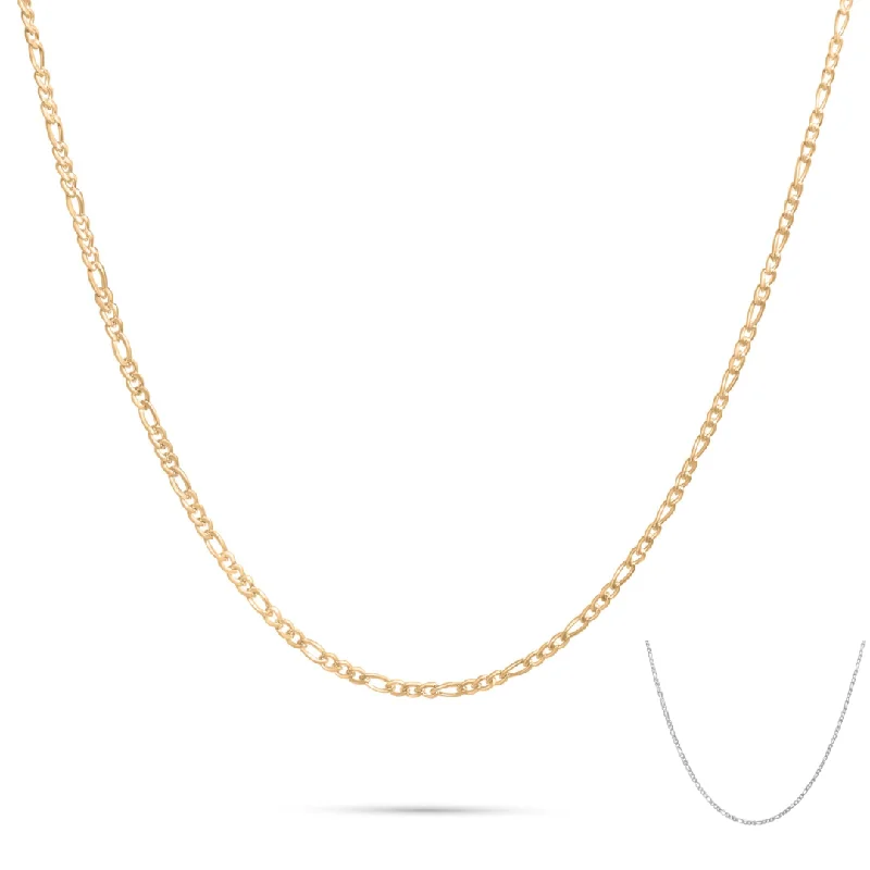 Simple Gold Necklace with Gemstone-3mm Figaro Chain Necklace