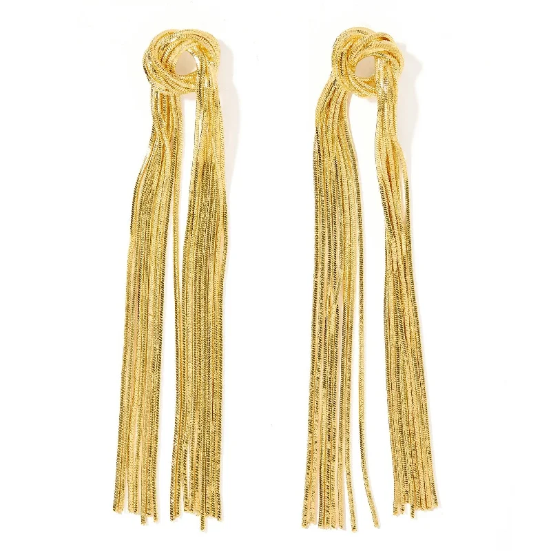 Colorful Drop Earrings for Women-Linny Co | Natalie Gold Tone Tassel Earrings